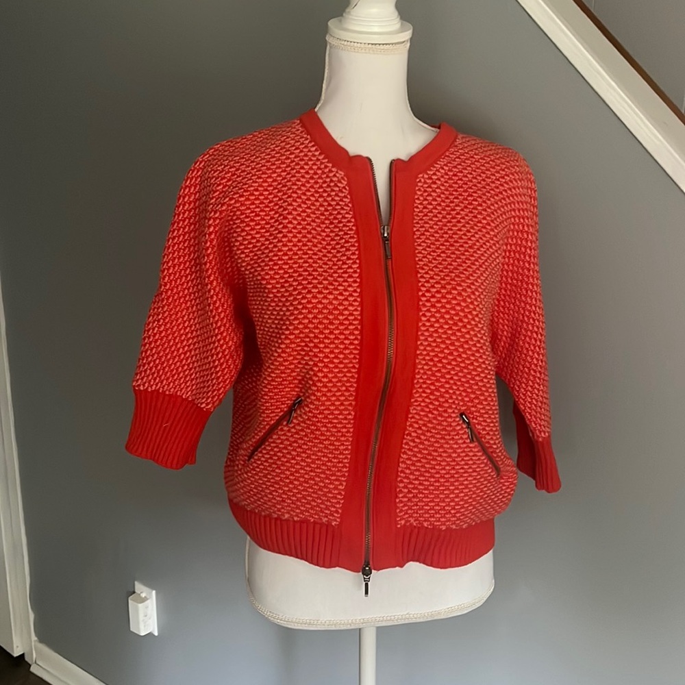 Vermillion color CaBi zip sweater